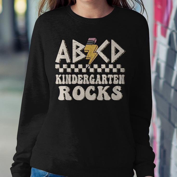 Abcd Kindergarten Rocks Back To School Kindergarten Teacher Women Crewneck Graphic Sweatshirt Unique Gifts