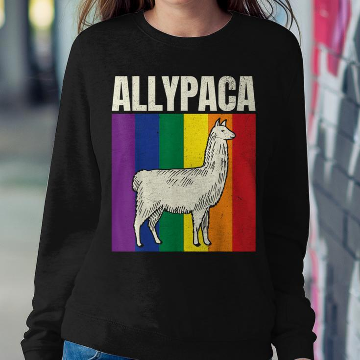 Allypaca Rainbow Alpaca Pun Gay Pride Ally Lgbt Joke Flag Women Sweatshirt Unique Gifts
