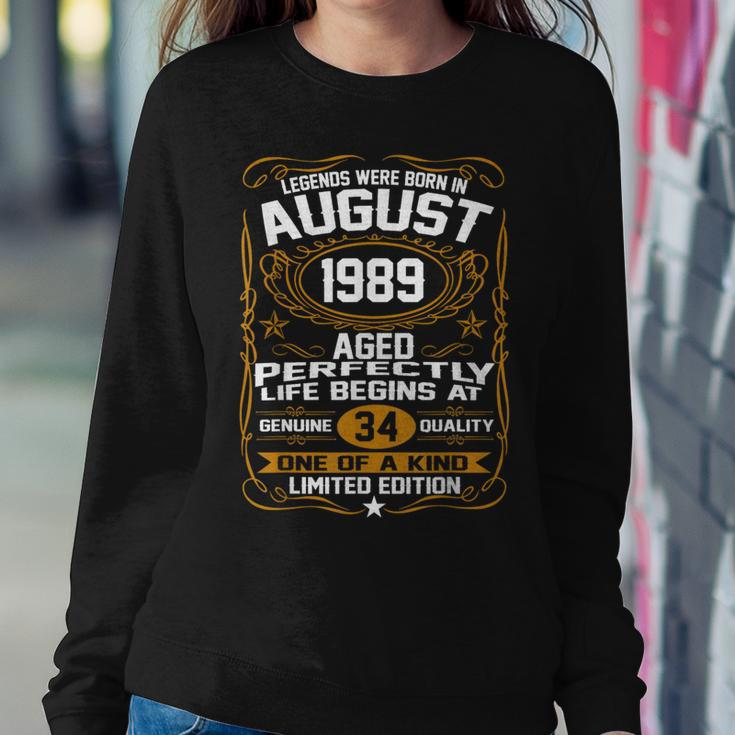 August 1989 34Th Birthday 34 Year Old Women Sweatshirt Funny Gifts