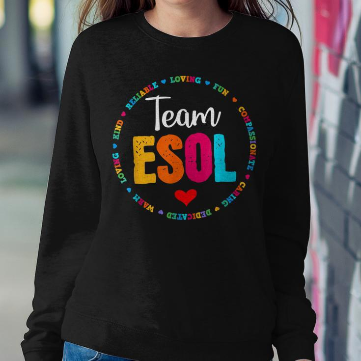Back To School Teachers Crew Students - Team Esol Teacher Women Crewneck Graphic Sweatshirt Unique Gifts