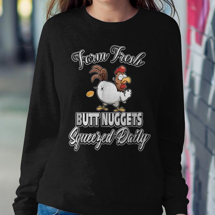 Backyard Chicken Farmer Farm Fresh Butt Nuggets Farm Women Sweatshirt Unique Gifts