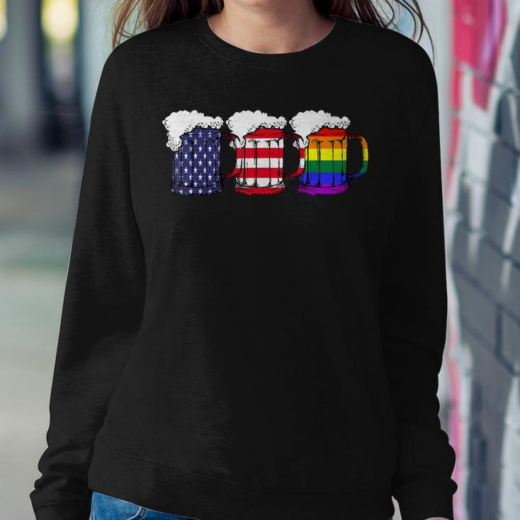 Beer American Flag Drinking Gay Pride Lesbian Lgbt Rainbow Women Sweatshirt Unique Gifts
