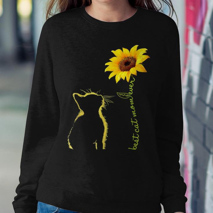 Best Cat Mom Ever Cat Lover Sunflower Pet Lover Women Sweatshirt Funny Gifts
