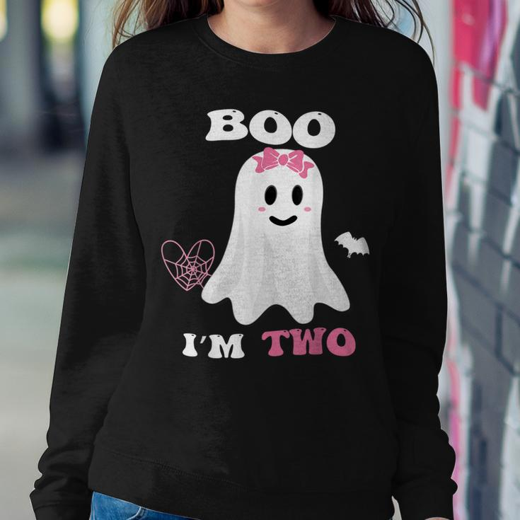 Boo I'm Two Ghost Second 2Nd Birthday Groovy Halloween Girls Women Sweatshirt Unique Gifts