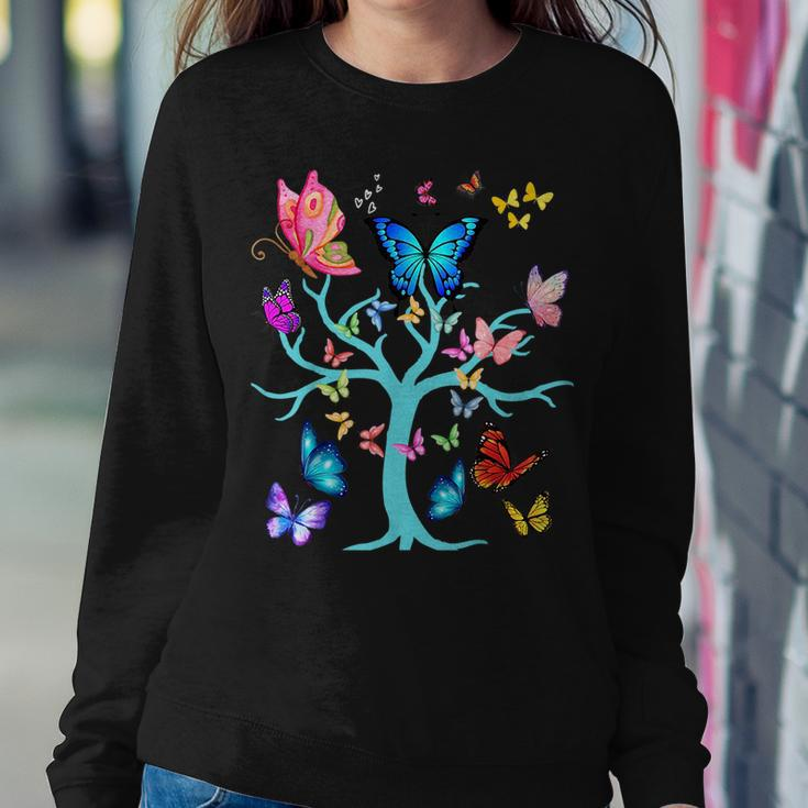 Butterfly Lovers Butterflies Circle Around The Tree Design Women Crewneck Graphic Sweatshirt Funny Gifts