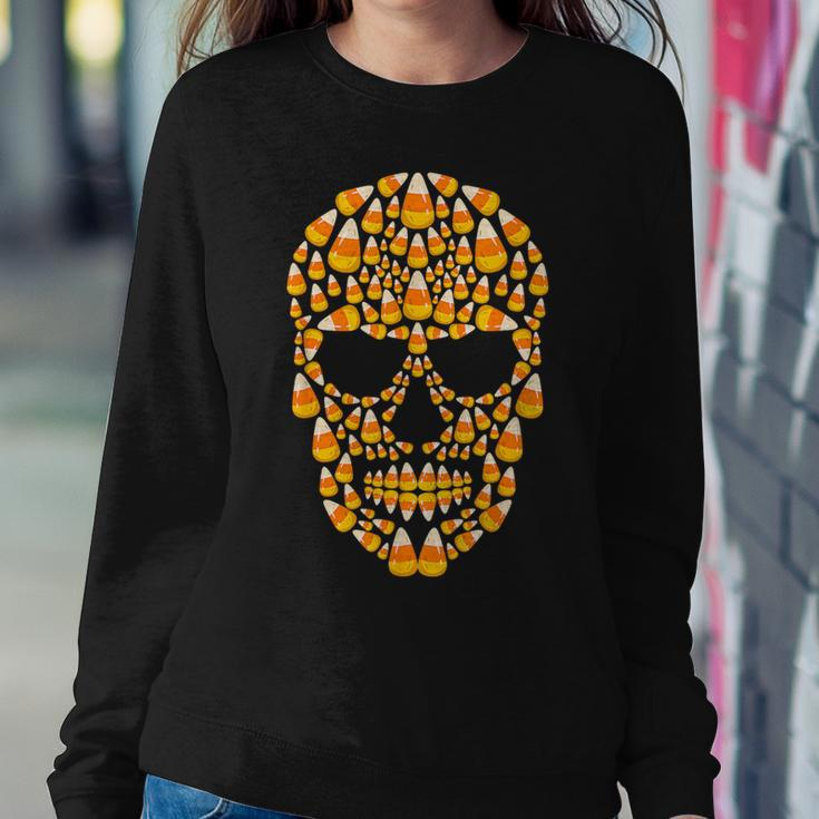 Candy Corn Skull Skeleton Halloween Costume Women Sweatshirt Unique Gifts