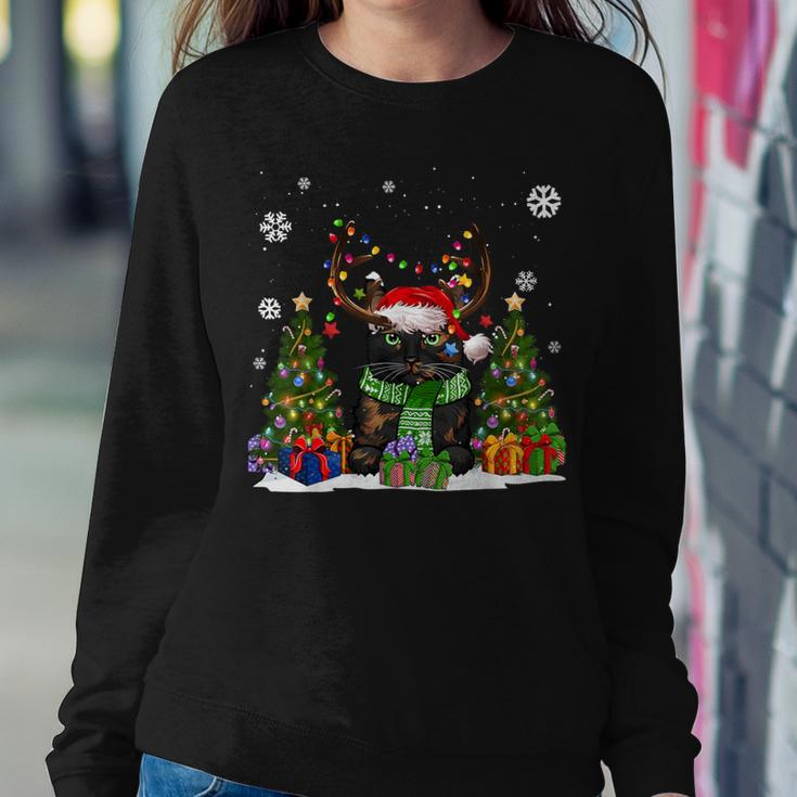 Cat Lover Tortoiseshell Cat Santa Hat Ugly Christmas Sweater Women Sweatshirt Unique Gifts