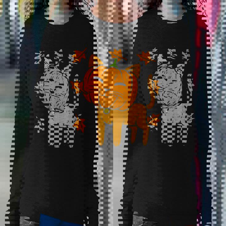 Cat Pumpkin Cute Halloween Fall Autumn Thanksgiving Animal Halloween Women Sweatshirt Unique Gifts