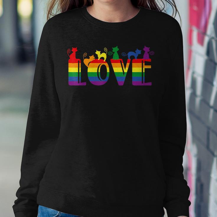 Cat Stack Rainbow Gay Pride Lgbt Animal Pet Lover Women Sweatshirt Unique Gifts