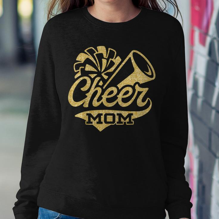 Cheer Mom Biggest Fan Cheerleader Black Yellow Gold Pom Pom Women Sweatshirt Unique Gifts