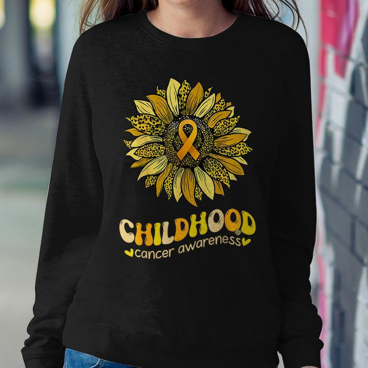 Childhood Cancer Awareness Leopard Yellow Sunflower Women Sweatshirt Unique Gifts