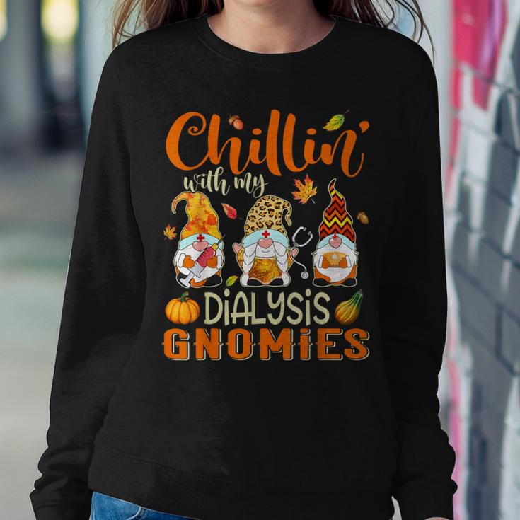 Chillin With My Dialysis Gnomies Nurse Gnome Thanksgiving Women Sweatshirt Personalized Gifts