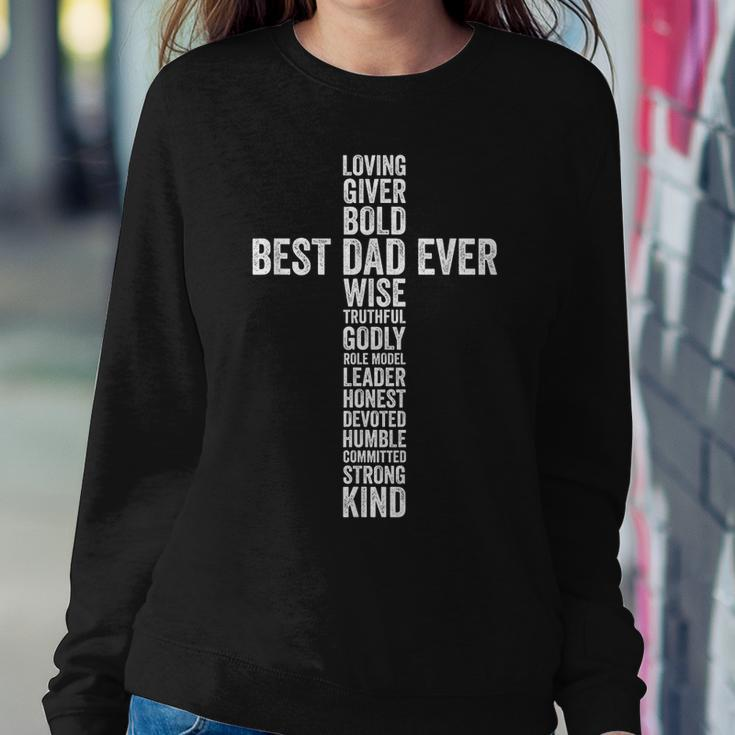 Christian Best Dad Ever Religious Blessed Daddy Fathers Day Women Crewneck Graphic Sweatshirt Funny Gifts