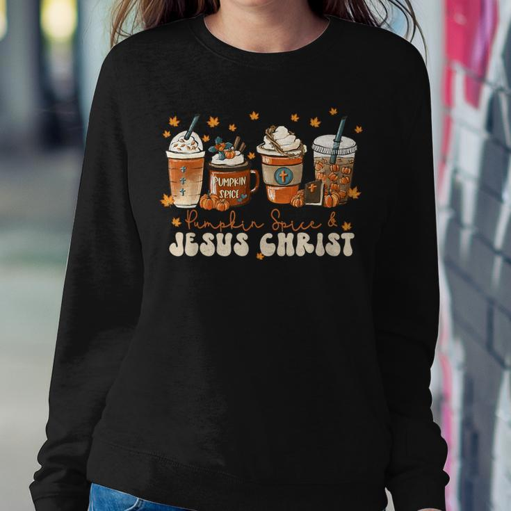 Coffee Latte Pumpkin Spice Jesus Christ Thanksgiving Fall Women Sweatshirt Unique Gifts