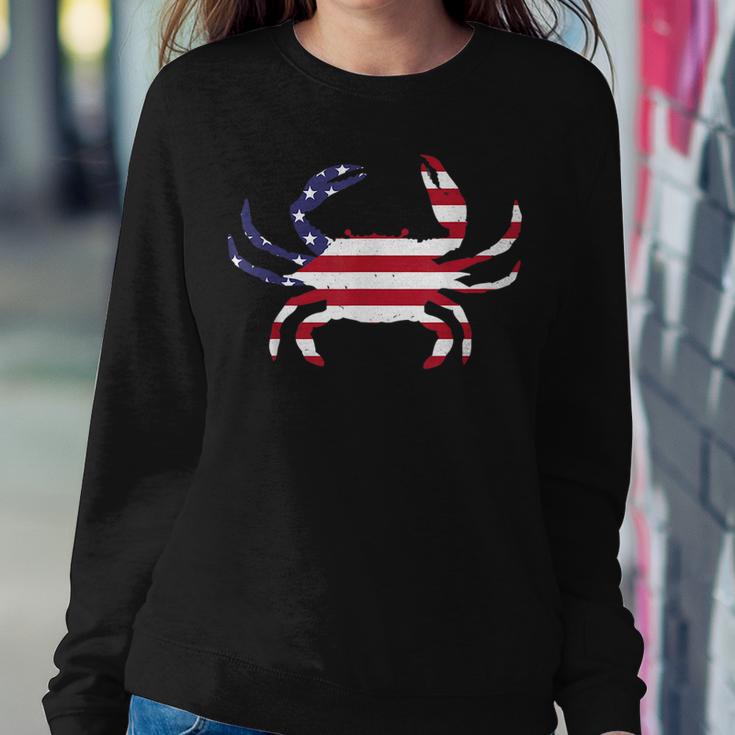 Cool Crab For Men Women Fourth July Flag Patriotic Crabbing Women Crewneck Graphic Sweatshirt Unique Gifts