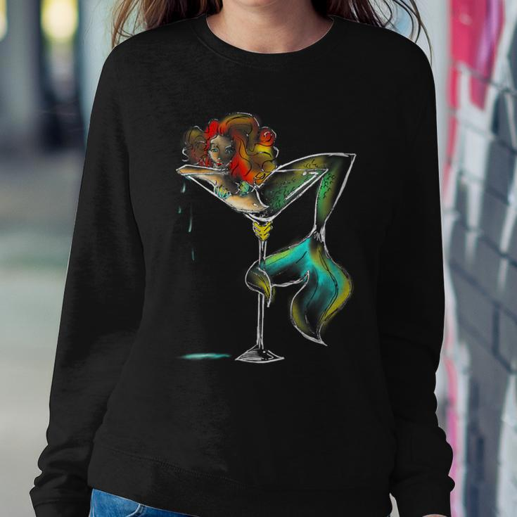 Cool Mermaid In Cocktail Glass Wine Drinker Girl Women Sweatshirt Funny Gifts