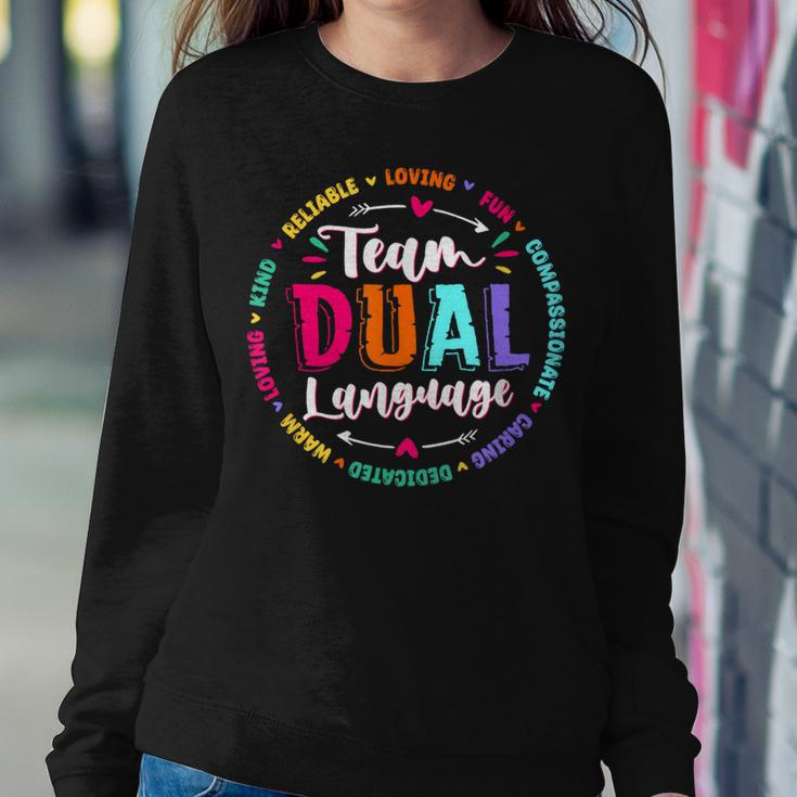 Cute Back To School Squad Team Dual Language Teachers Women Sweatshirt Funny Gifts