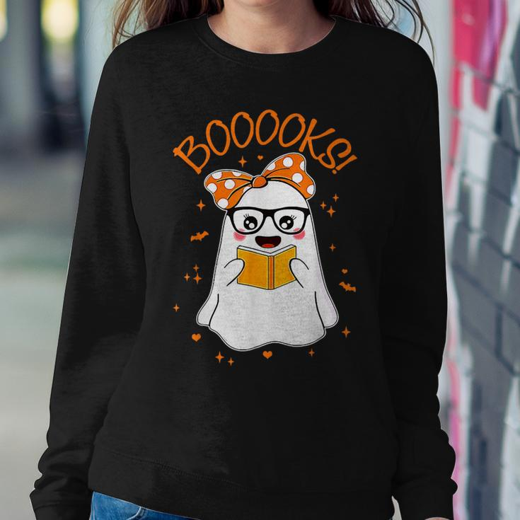 Cute Booooks Ghost Halloween Teacher Book Library Women Sweatshirt Unique Gifts