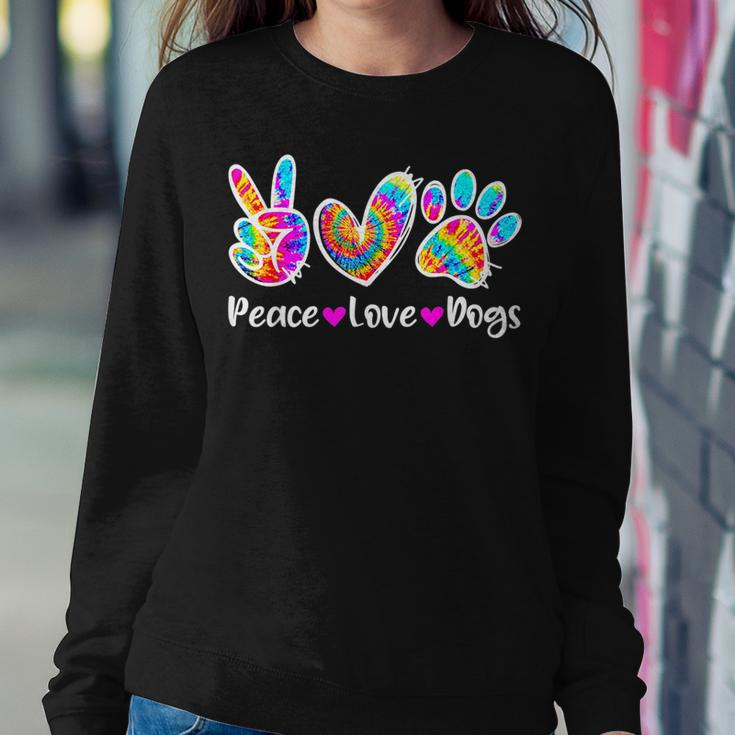 Cute Peace Love Dogs Tie Dye Dog Paw Dog Mom Mothers Day Women Crewneck Graphic Sweatshirt Funny Gifts