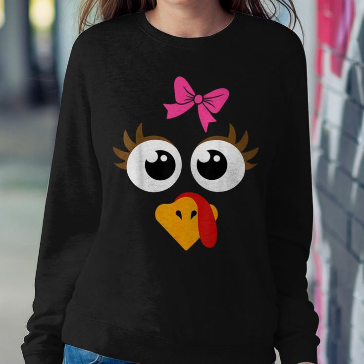 Cute Thanksgiving Turkey Face Girls Turkey Day Women Sweatshirt Funny Gifts