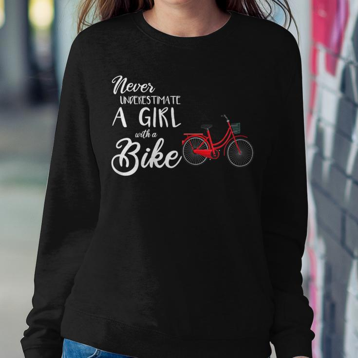 Cycling Girl Never Underestimate A Girl With A Bike Women Sweatshirt Unique Gifts