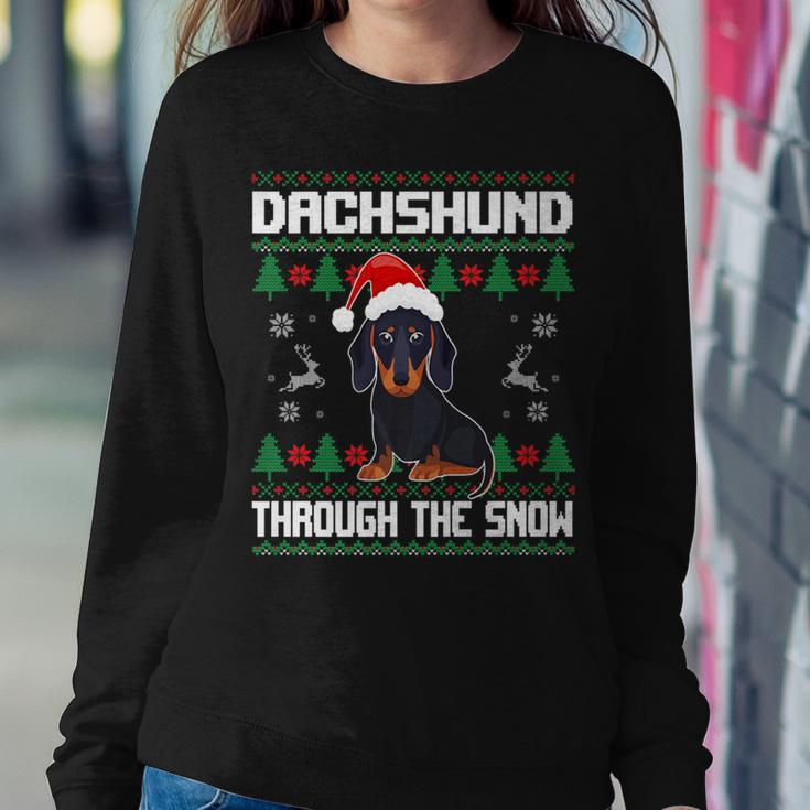 Dachshund Dog Through The Snow Ugly Christmas Sweater Women Sweatshirt Unique Gifts