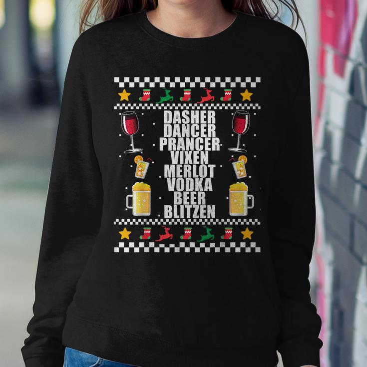 Dasher Vodka Blitzen Alcohol Reindeer Ugly Christmas Sweater Women Sweatshirt Unique Gifts