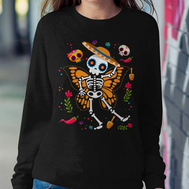 Day Of The Dead Sugar Skull Skeleton Monarch Butterfly Women Sweatshirt Funny Gifts