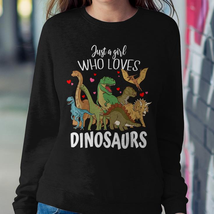 Dinosaur Just A Girl Who Loves Dinosaurs T-Rex Brachiosaurus Women Sweatshirt Funny Gifts