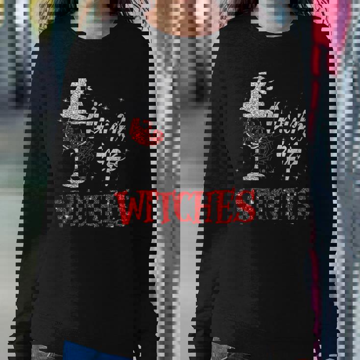 Drink Up Witches Wine Glass Halloween Drinking Women Sweatshirt Personalized Gifts