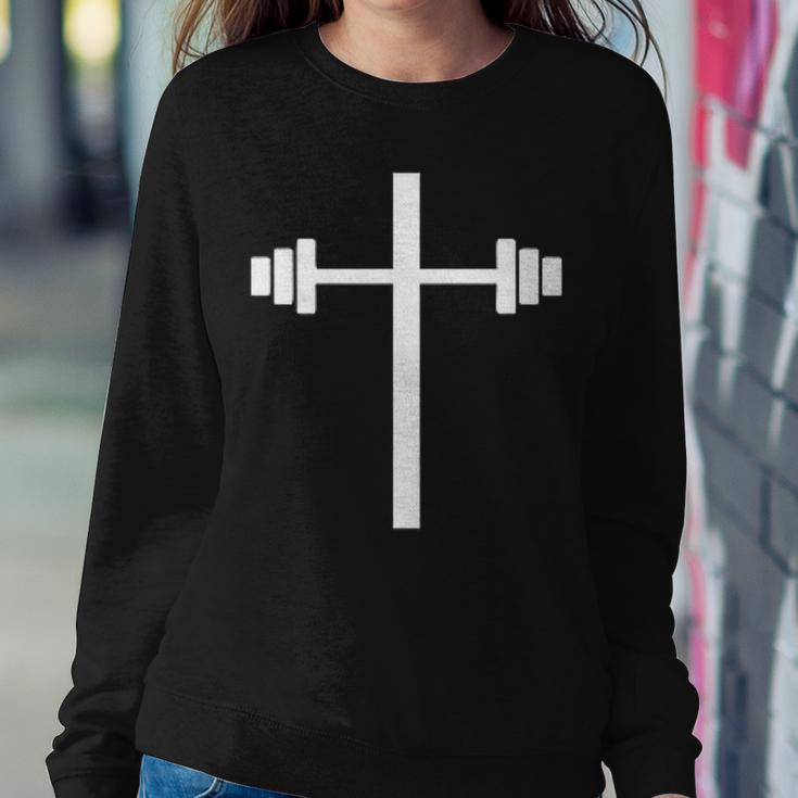 Dumbbell Barbell Cross Christian Gym Workout Lifting Women Sweatshirt Unique Gifts