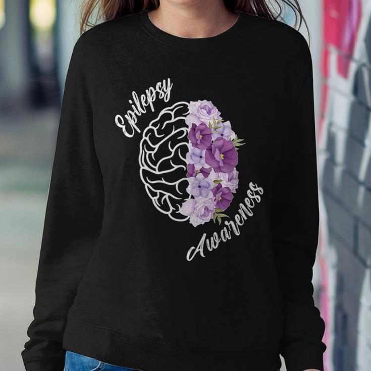 Epilepsy Awareness Flowers Epilepsy Warrior Women Sweatshirt Funny Gifts