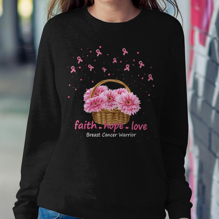 Faith Hope Love Breast Cancer Pink Ribbons With Sunflowers Women Sweatshirt Unique Gifts