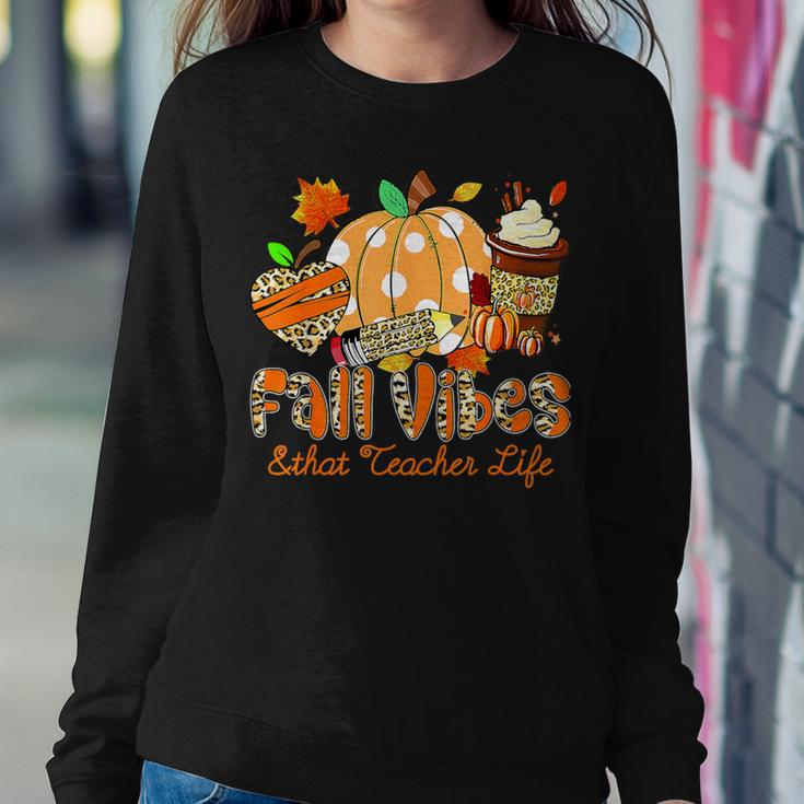 Fall Vibes & That Teacher Life Apple Pencil Pumpkin Fall Women Sweatshirt Unique Gifts