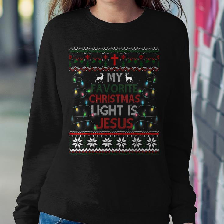 My Favorite Christmas Light Is Jesus Christian Ugly Sweater Women Sweatshirt Funny Gifts