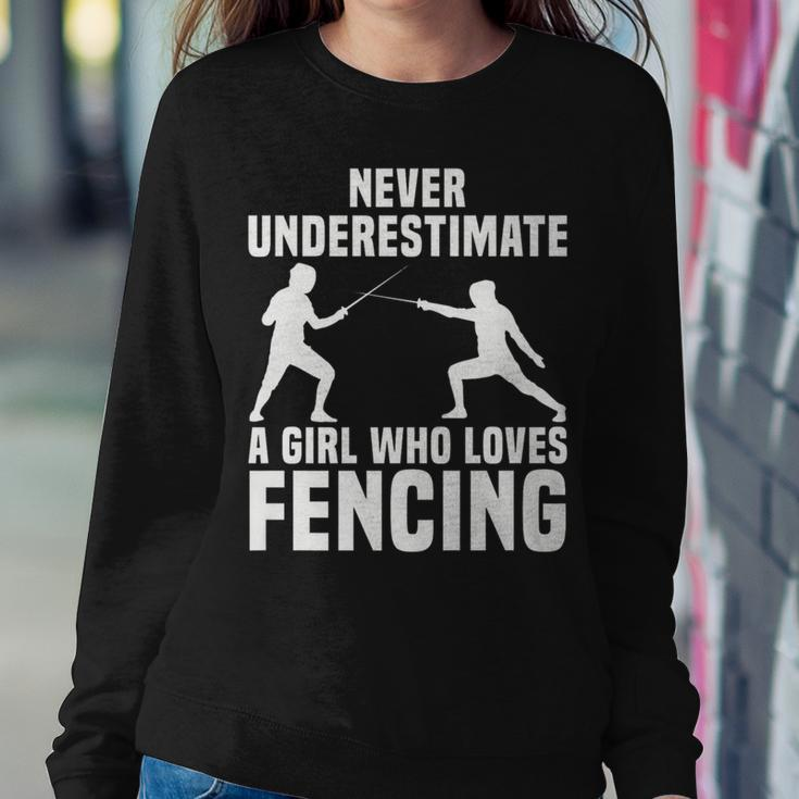 Fencing Parry Girl Loves Fencing Game Never Underestimate Women Sweatshirt Funny Gifts