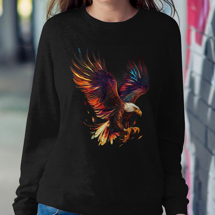 Fiery Bald Eagle Graphic For Men Women Boys Girls Women Crewneck Graphic Sweatshirt Funny Gifts