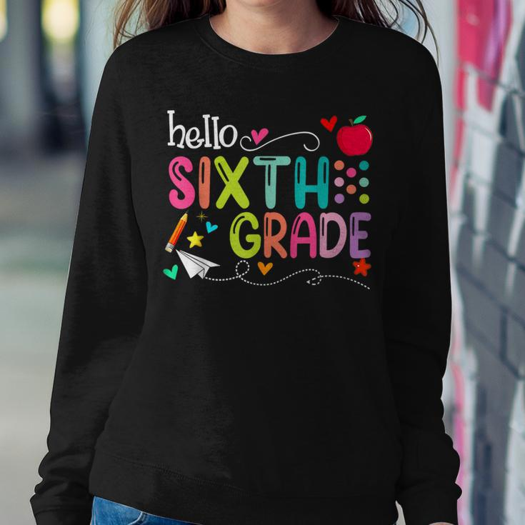 First Day Of Sixth Grade Teacher Welcome Back To School Women Sweatshirt Funny Gifts