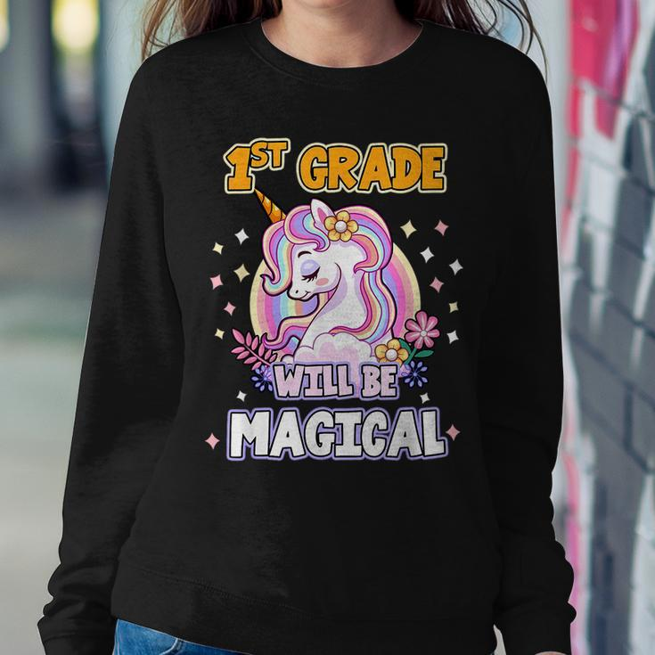First Grade Will Be Magical Cute Unicorn Rock 1St Grade Girl Women Sweatshirt Unique Gifts