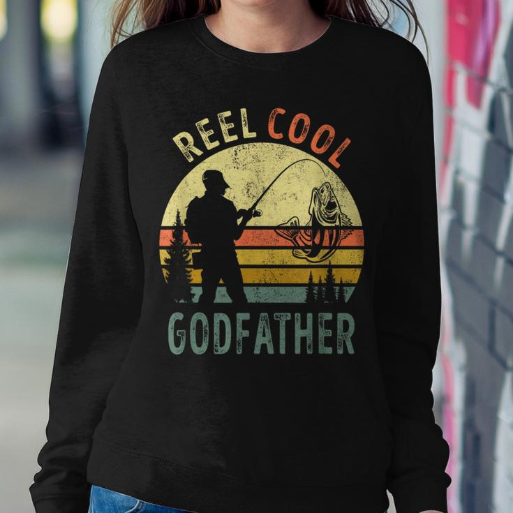Fishing Dad Vintage Reel Cool Godfather Fathers Day Gift Women Crewneck Graphic Sweatshirt Funny Gifts