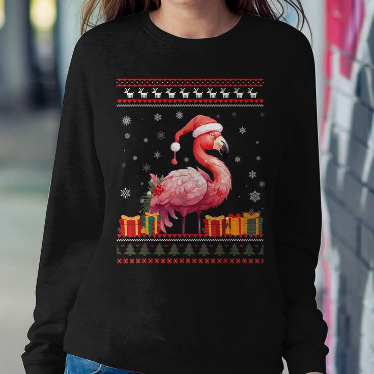 Flamingo Christmas Santa Hat Ugly Christmas Sweater Women Sweatshirt Funny Gifts