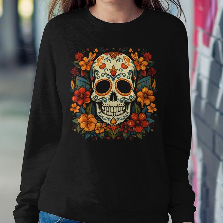 Floral Sugar Skull Day Of Dead Dia De Los Muertos Women Sweatshirt Unique Gifts