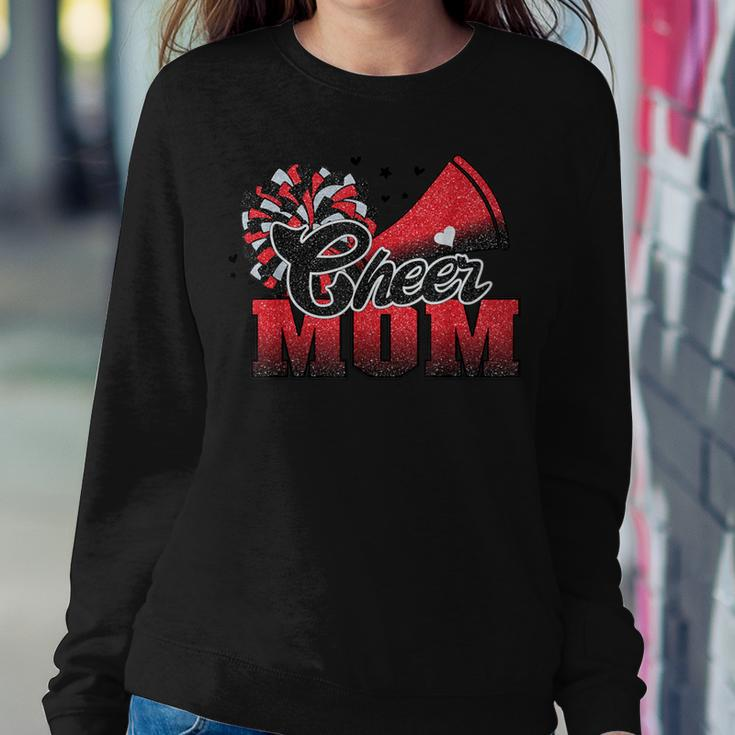 Football Cheer Mom Red Black Pom Leopard Women Sweatshirt Funny Gifts