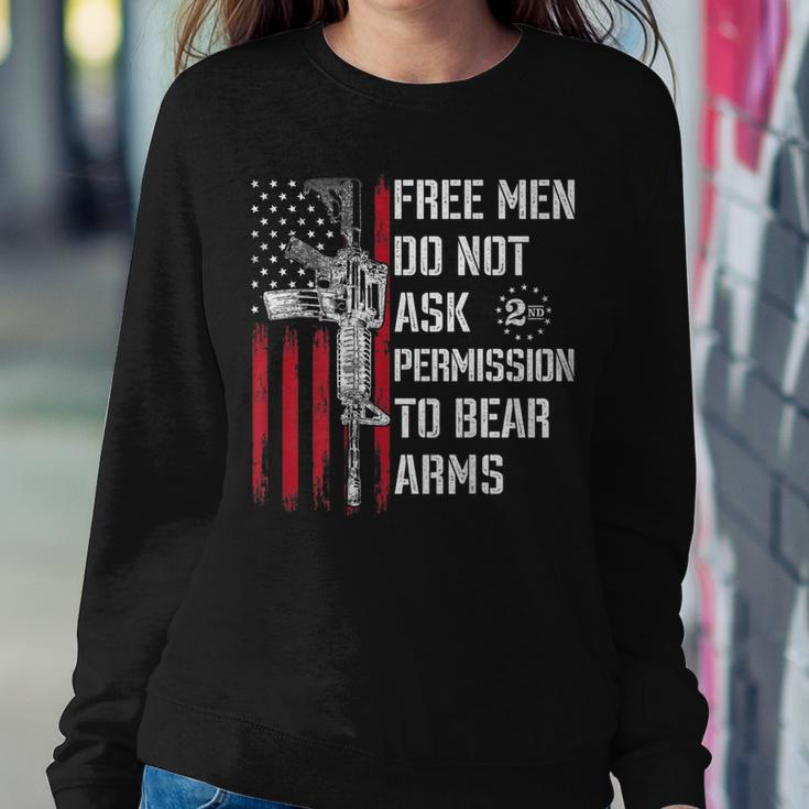Free Men Do Not Ask Permission To Bear Arms Pro 2A On Back Women Crewneck Graphic Sweatshirt Funny Gifts