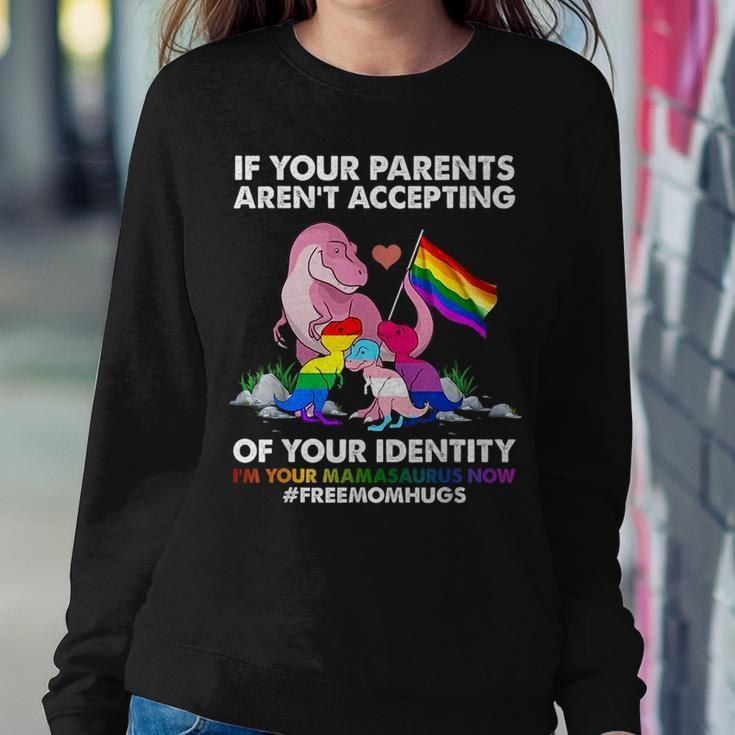 Free Mom Hugs Mamasaurus DinosaurRex Ally Rainbow Lgbt Women Sweatshirt Unique Gifts