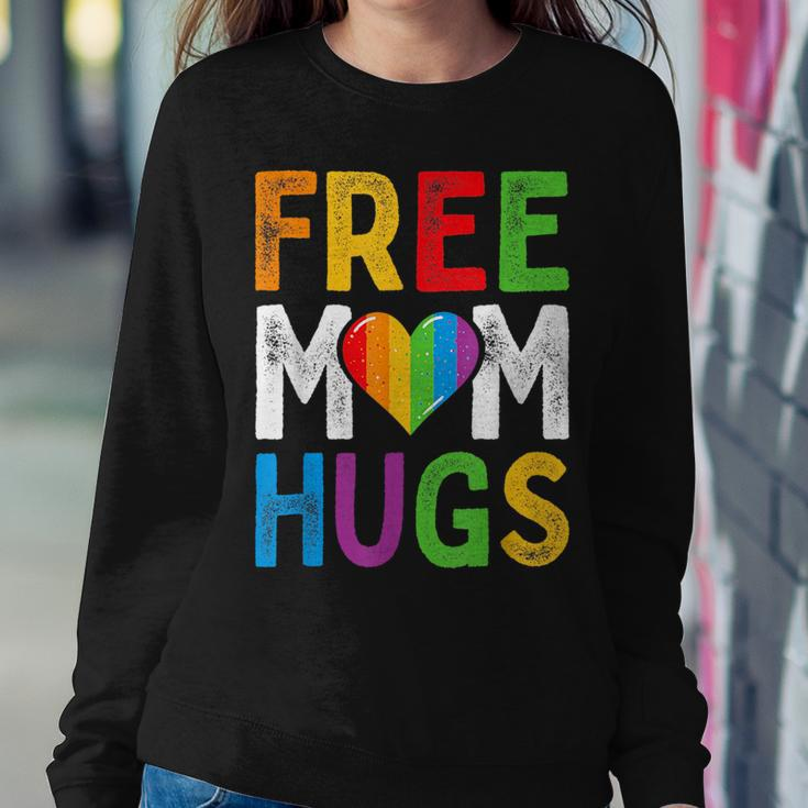 Free Mom Hugs Rainbow Heart Lgbt Ally Pride Month Retro Women Sweatshirt Unique Gifts