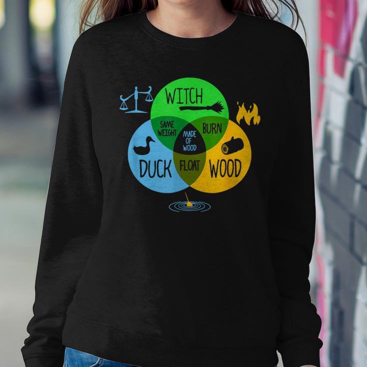 Fun Witch Duck Wood Same Weight Made Of Wood Burn Float Women Sweatshirt Unique Gifts