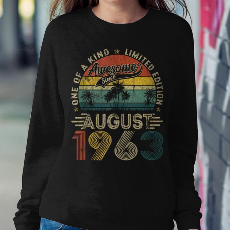 Funny 60 Years Old August 1963 Vintage Retro 60Th Birthday Women Crewneck Graphic Sweatshirt Funny Gifts