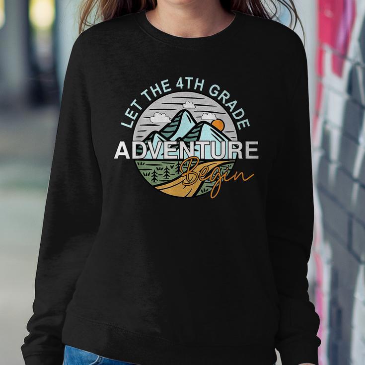 Funny Back To School Let The 4Th Grade Adventure Begin Women Crewneck Graphic Sweatshirt Funny Gifts