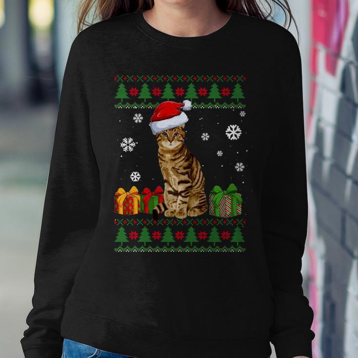 Cat Lovers Cute Cat Santa Hat Ugly Christmas Sweater Women Sweatshirt Funny Gifts